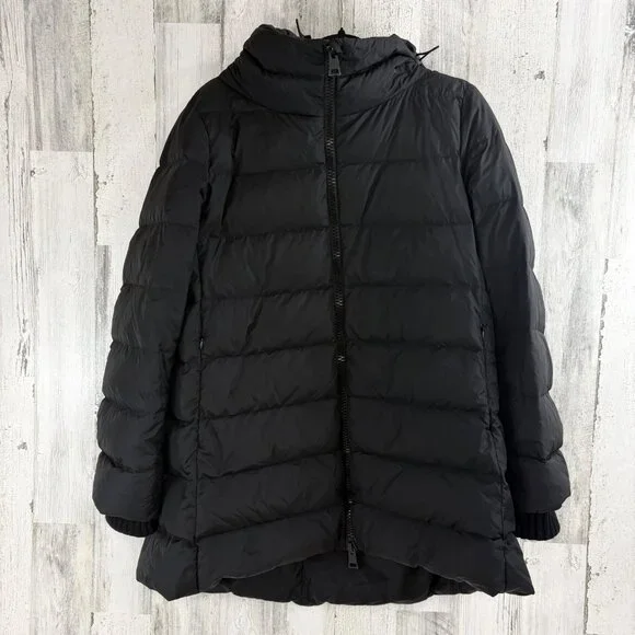 Herno Womens Black A Line Down Filled Nylon Chamonix Puffer Jacket Coat Sz 50 14 - Picture 1 of 16